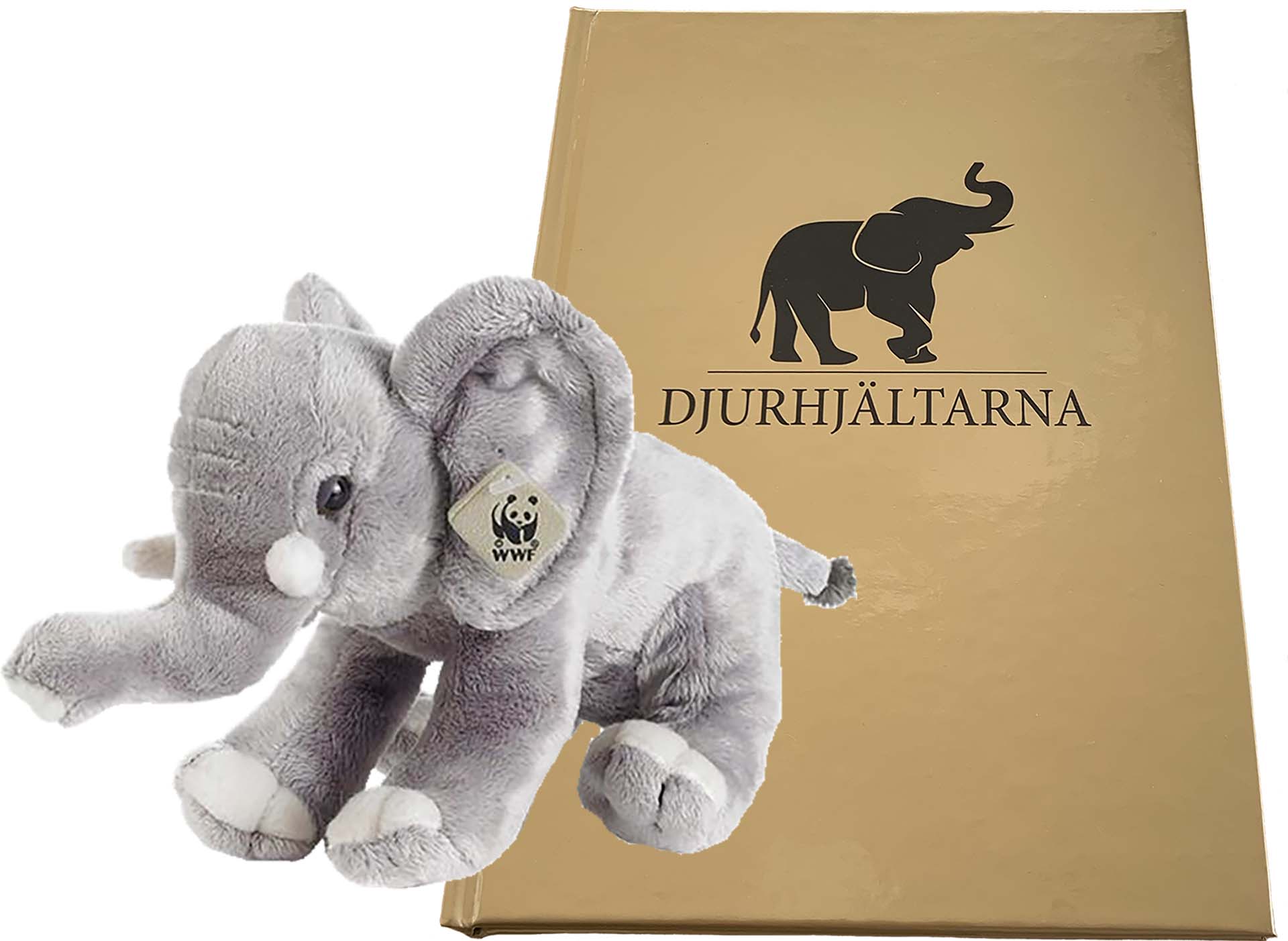 WWF-elefant 18 cm och Djurhjältarboken
